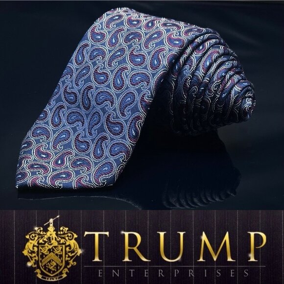 Donald Trump Signature Collection Neck Tie Silk Blue Paisley 60